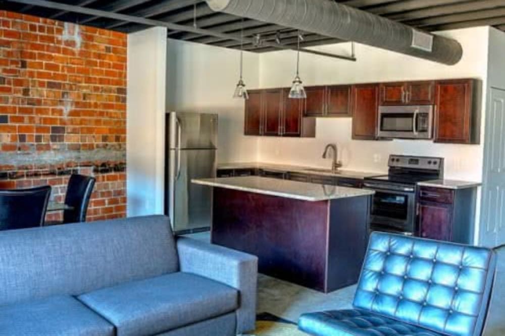 Community kitchen area at Steelyard in St. Louis, Missouri