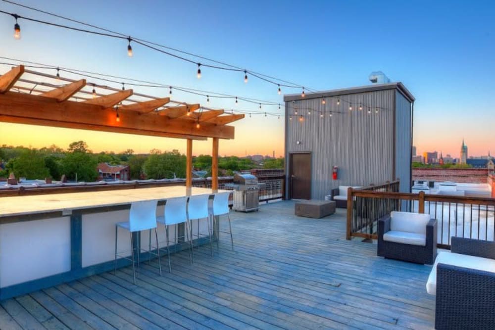 Outdoor lounge area at Steelyard in St. Louis, Missouri