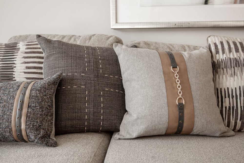Decorative pillows in an apartment at Singh Apartments in West Bloomfield, Michigan