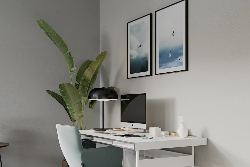 Office space in a bedroom at Solana Stapleton Apartments in Denver, Colorado