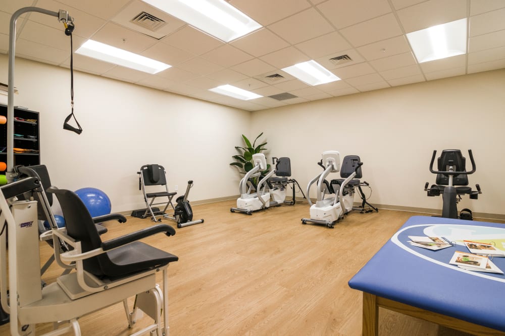 Resident fitness room at CERTUS Premier Memory Care Living in Vero Beach, Florida. 