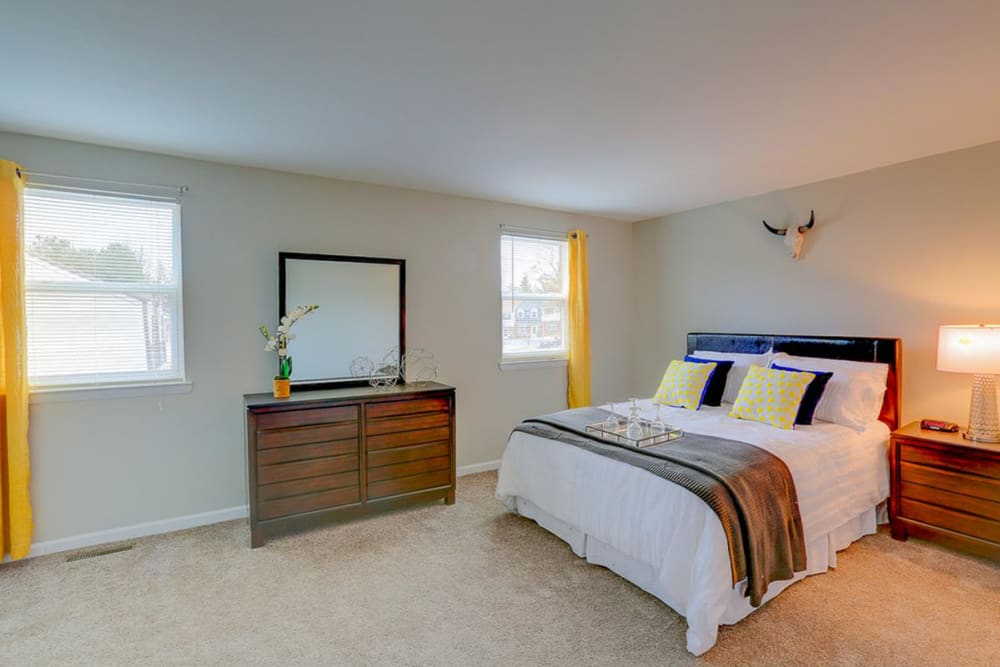 A large, furnished bedroom at The Springs in Parkville, Maryland