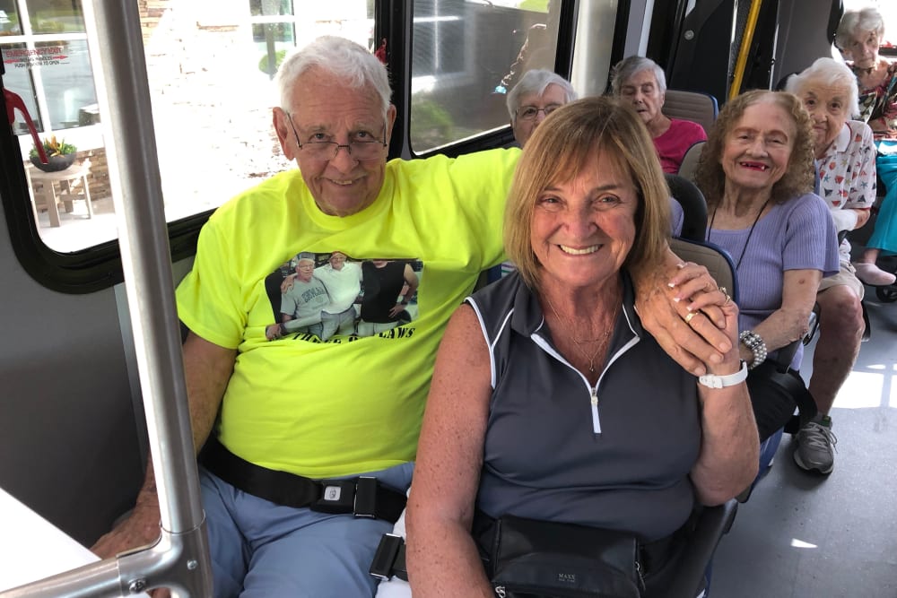 Residents on an activity bus at CERTUS Premier Memory Care Living in Vero Beach, Florida. 