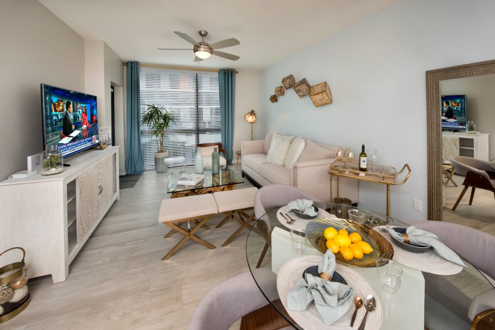 Well decorated living room at The Flats in Doral, Florida