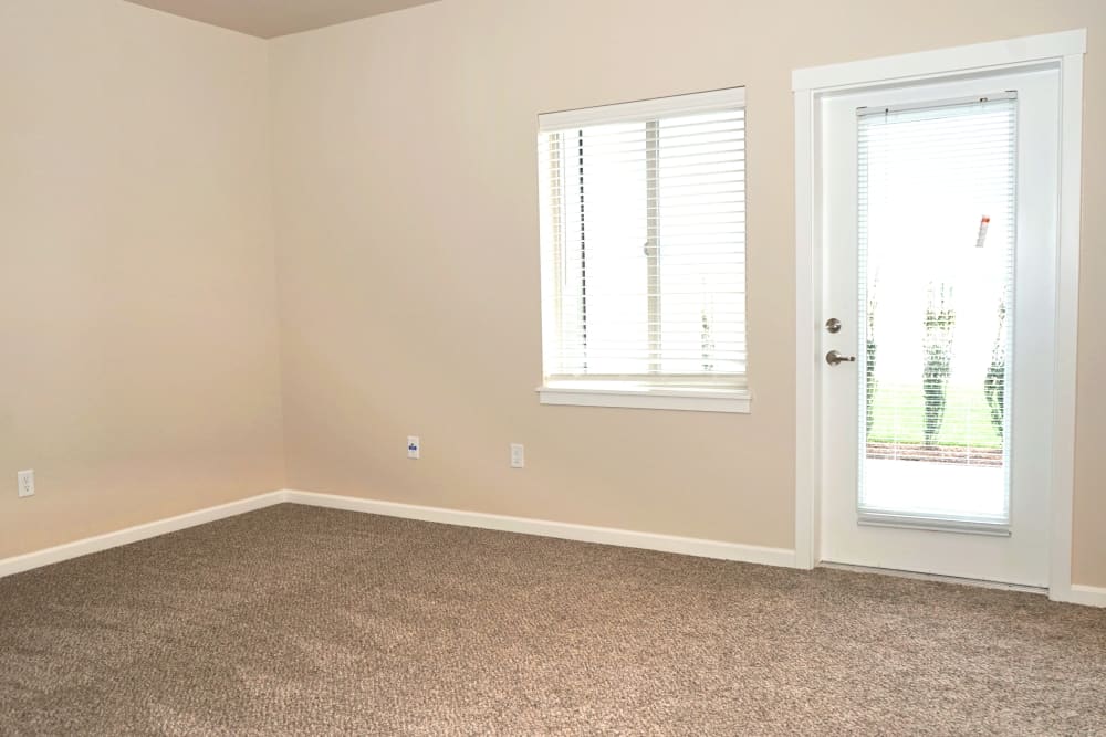 empty and spacious bedroom at Southtown Apartments in Monmouth, Oregon