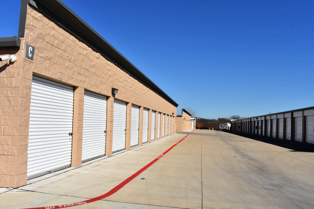 Drive-up storage units at Storage 365 in Garland, Texas