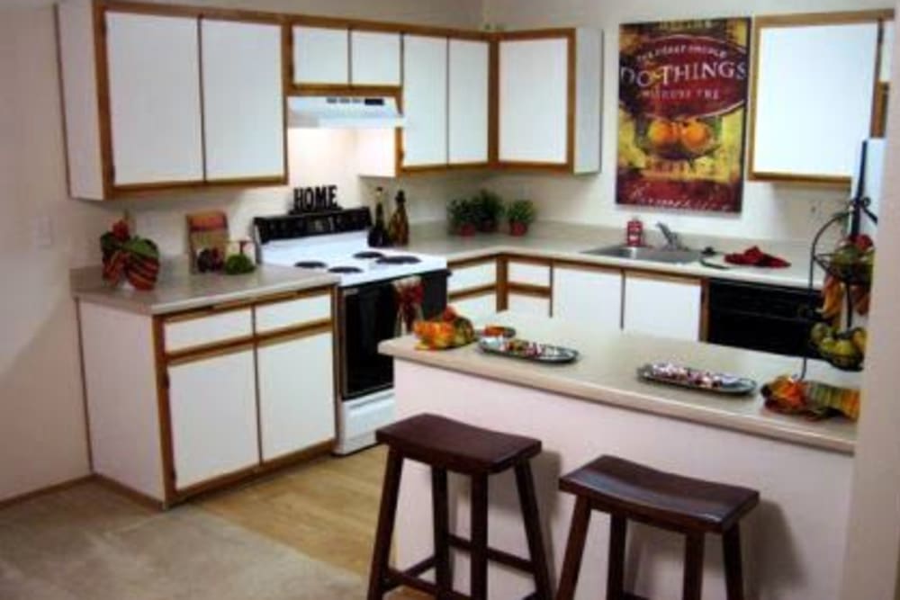 Kitchen at Woodspring Apartments in Tigard, Oregon