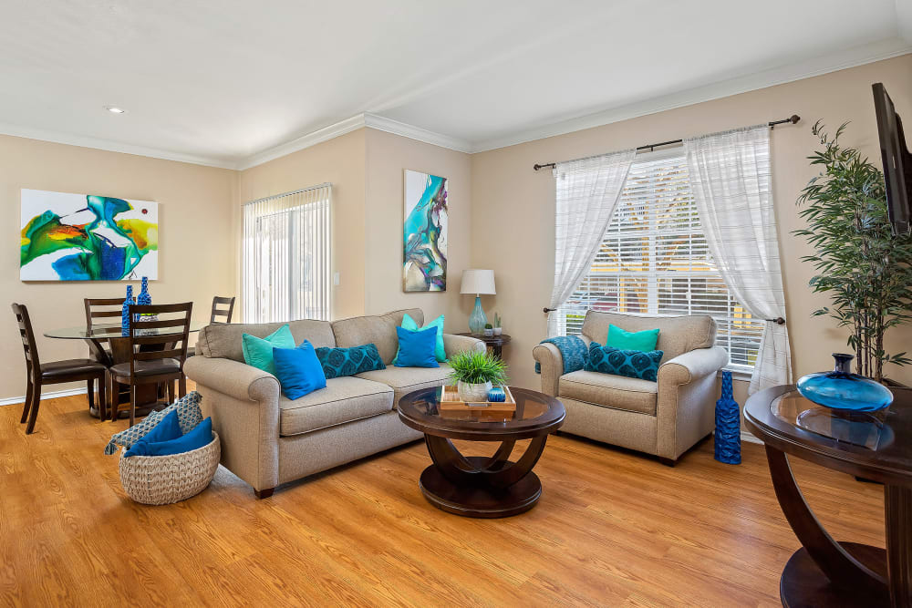 Living room and dining room at The Lodge at Shavano Park