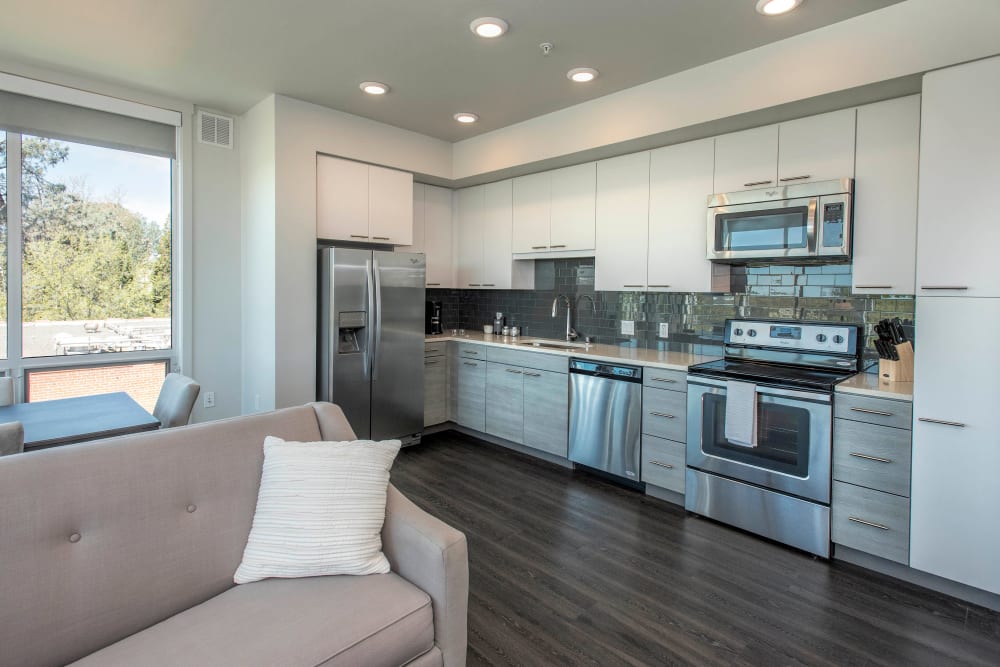 Gourmet-inspired kitchen in a model home at EVIVA Midtown in Sacramento, California