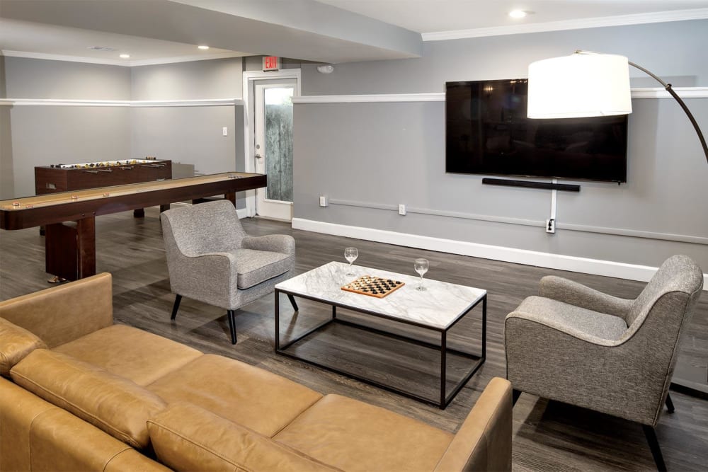A game area in the clubhouse at Summit at Mill Ridge in East Haven, Connecticut
