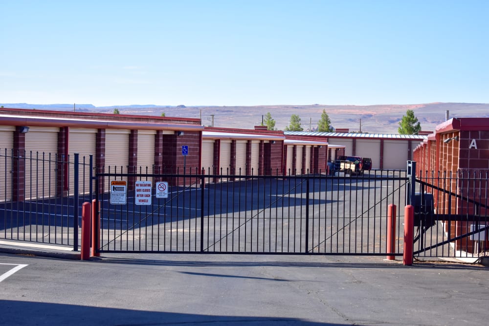 The secure front gate at STOR-N-LOCK Self Storage in Hurricane, Utah