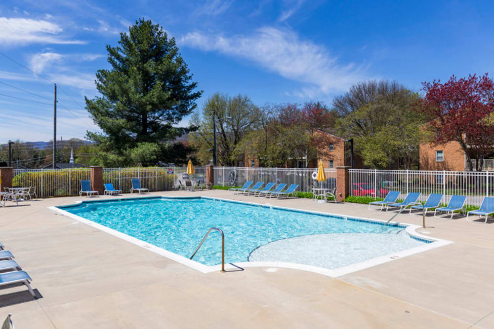 Pool lounge at The Crest Apartments in Salem, Virginia