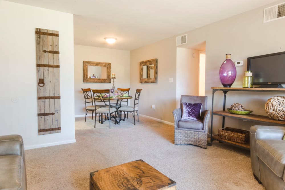 Living room model at The Crest Apartments in Salem, Virginia