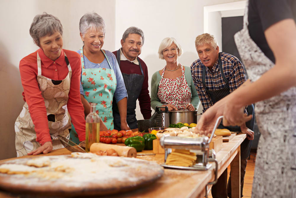 Seniors cooking together