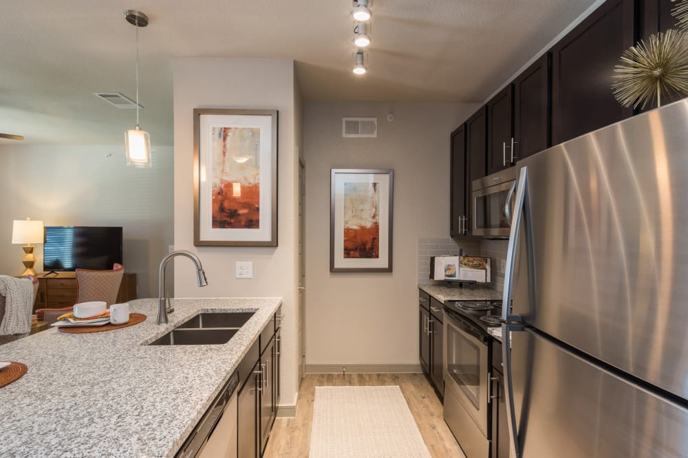 Spacious, bright kitchen at Enclave at Westport in Roanoke, Texas