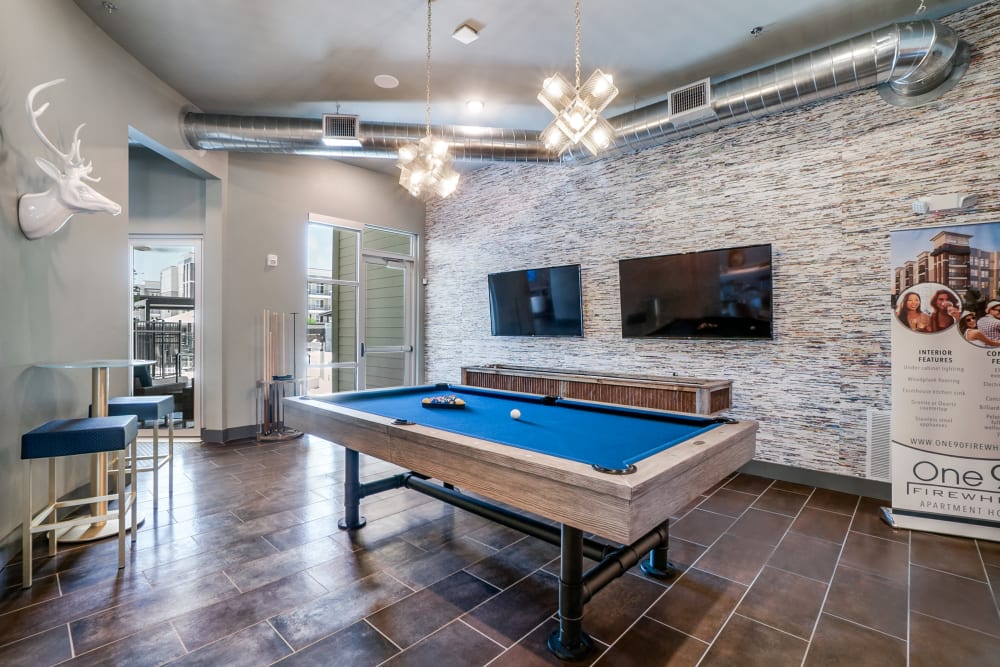 Game room at One90 Firewheel in Garland, Texas