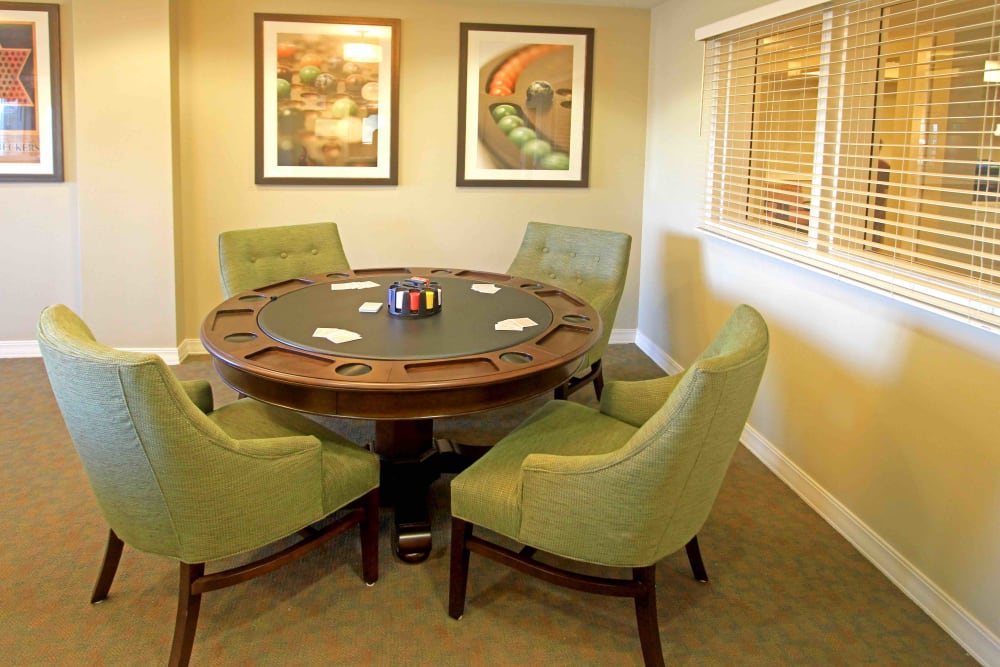 A poker table at Anthology of Grayslake in Grayslake, Illinois