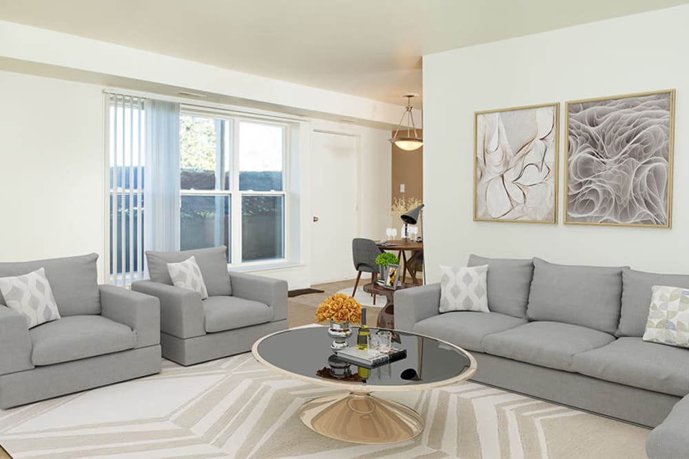 Spacious living room at Hillcrest Village in Niskayuna, New York