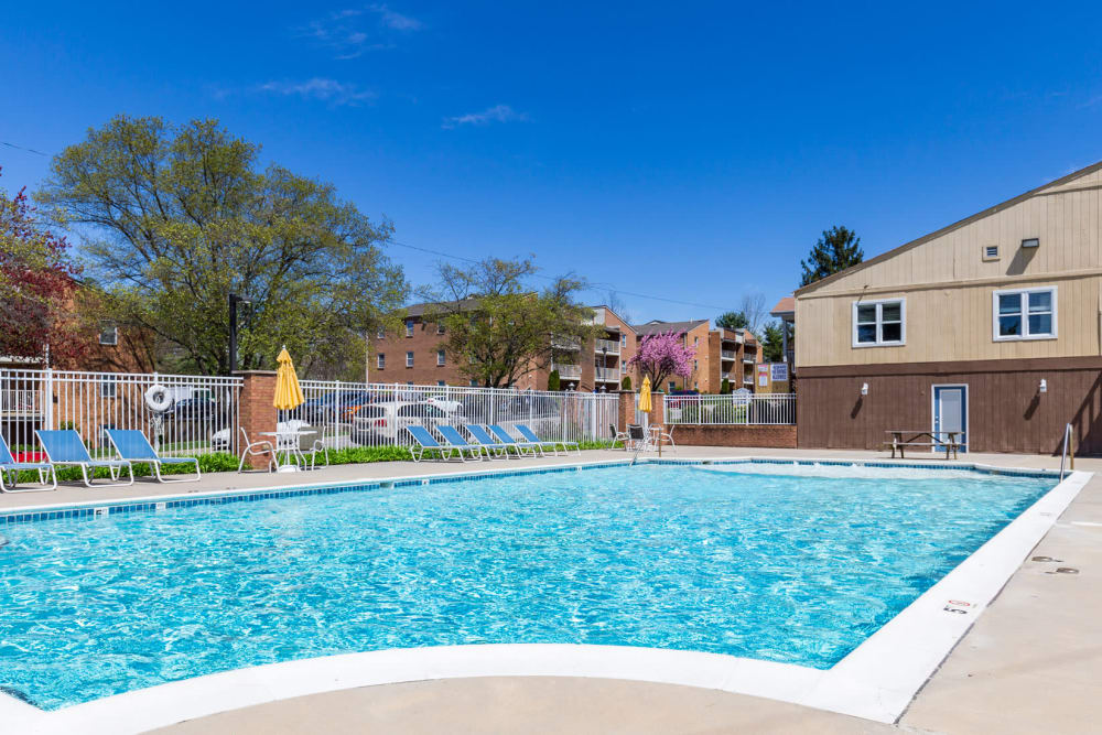 Side view of pool at The Crest Apartments in Salem, Virginia