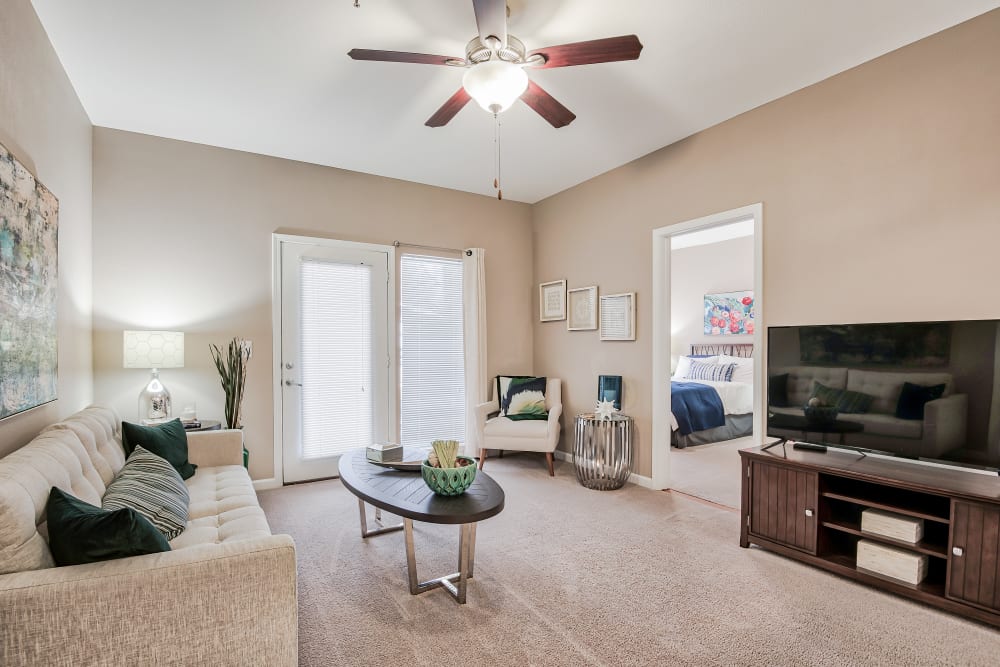 Spacious Living Room at Cornerstone Apartments in Independence, Missouri