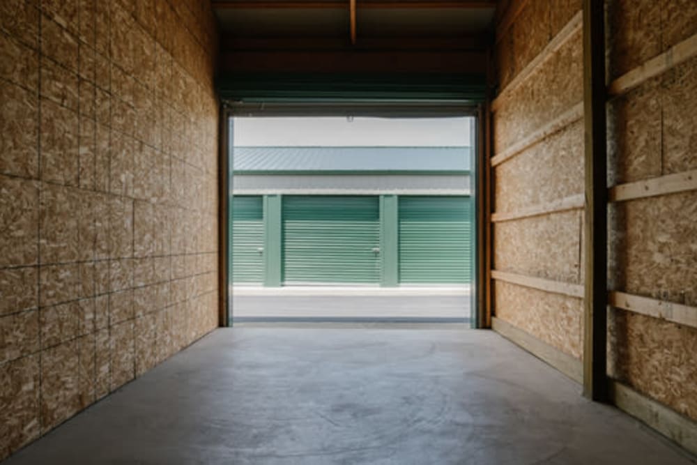Inside of a large unit at StayLock Storage in Middlebury, Indiana