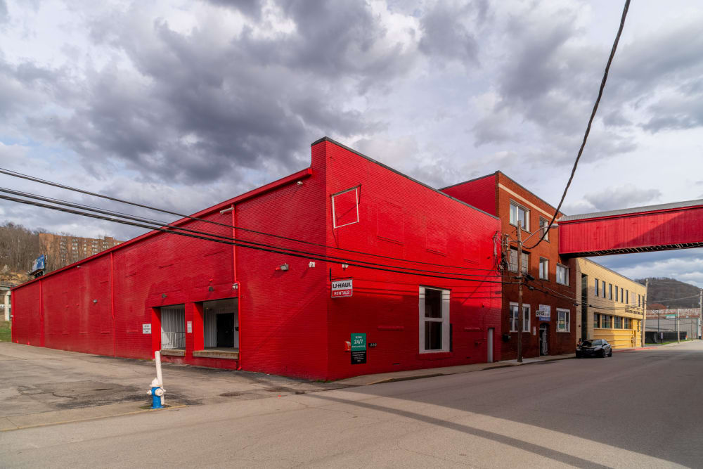 The bright red exterior of StayLock Storage in Charleston, West Virginia