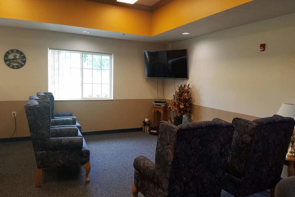 Resident TV room at Holstein Senior Living in Holstein, Iowa.
