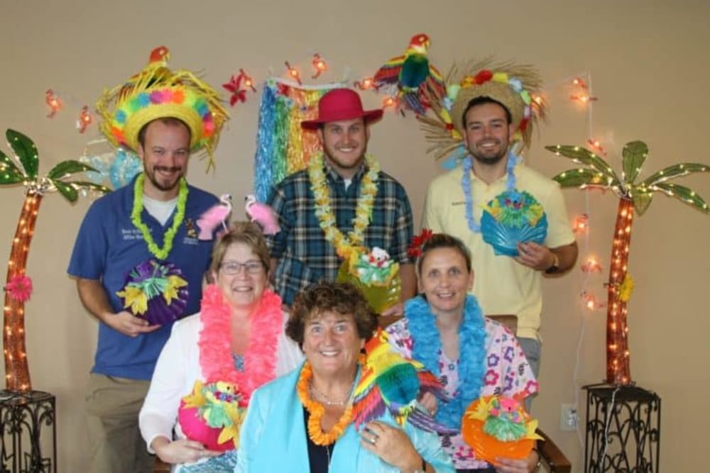 Staff dressing up for festive event at Manning Senior Living in Manning, Iowa.