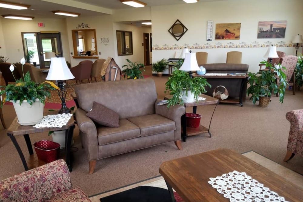 Residents can enjoy comfortable common room at Manning Senior Living in Manning, Iowa.