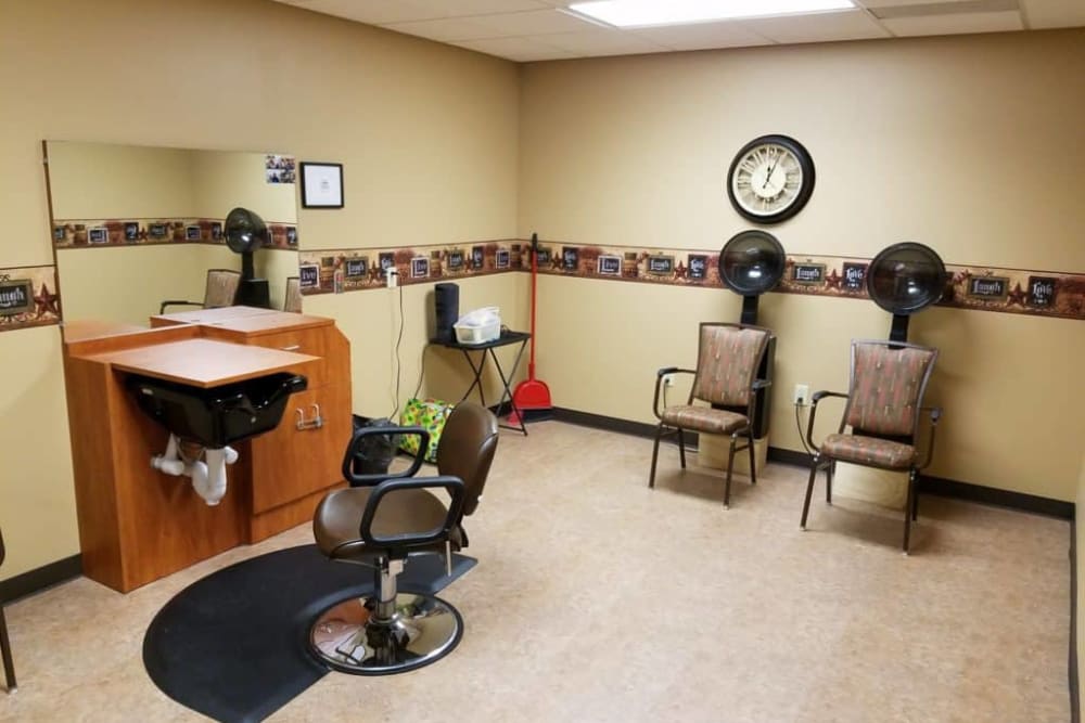 Resident hair salon at Manning Senior Living in Manning, Iowa.