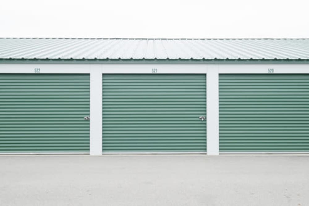 Roll-up doors on self storage units at StayLock Storage in Shelbyville, Indiana