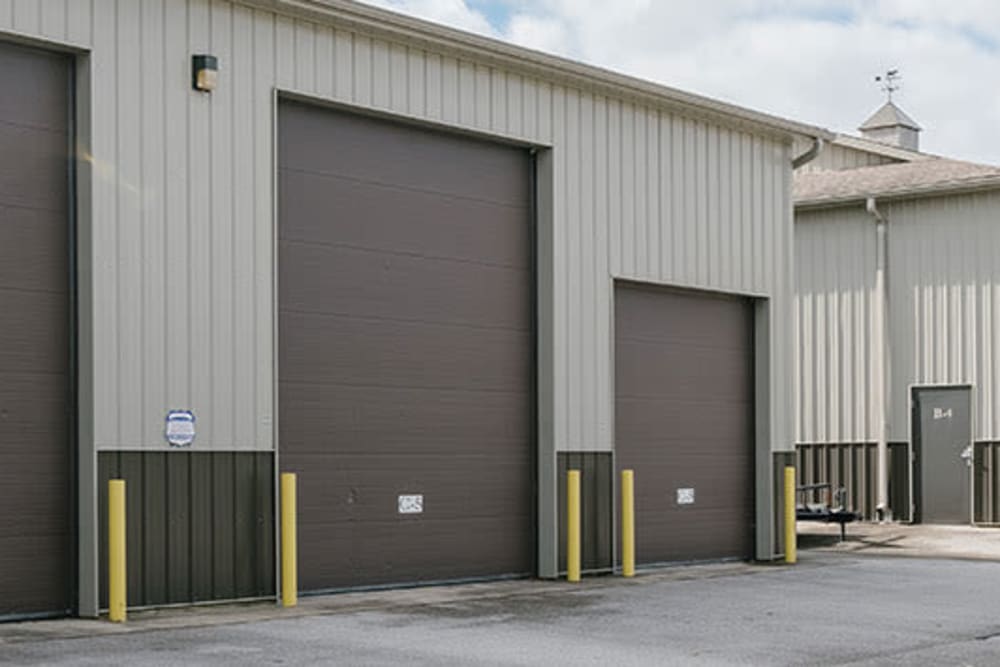 Roll-up doors on self storage units at StayLock Storage in Middlebury, Indiana