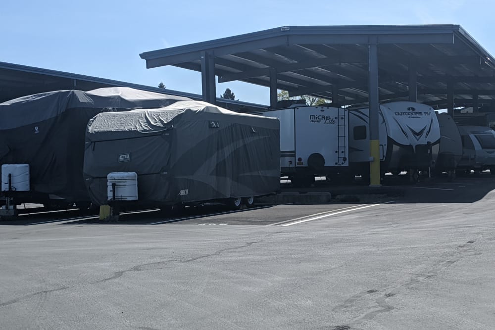 Covered storage at Canby RV & Boat Storage in Canby, Oregon