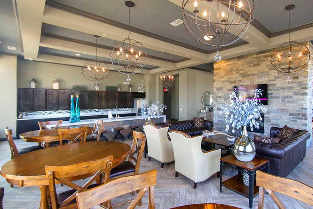 Lounge area in the clubhouse at Anatole on Briarwood in Midland, Texas