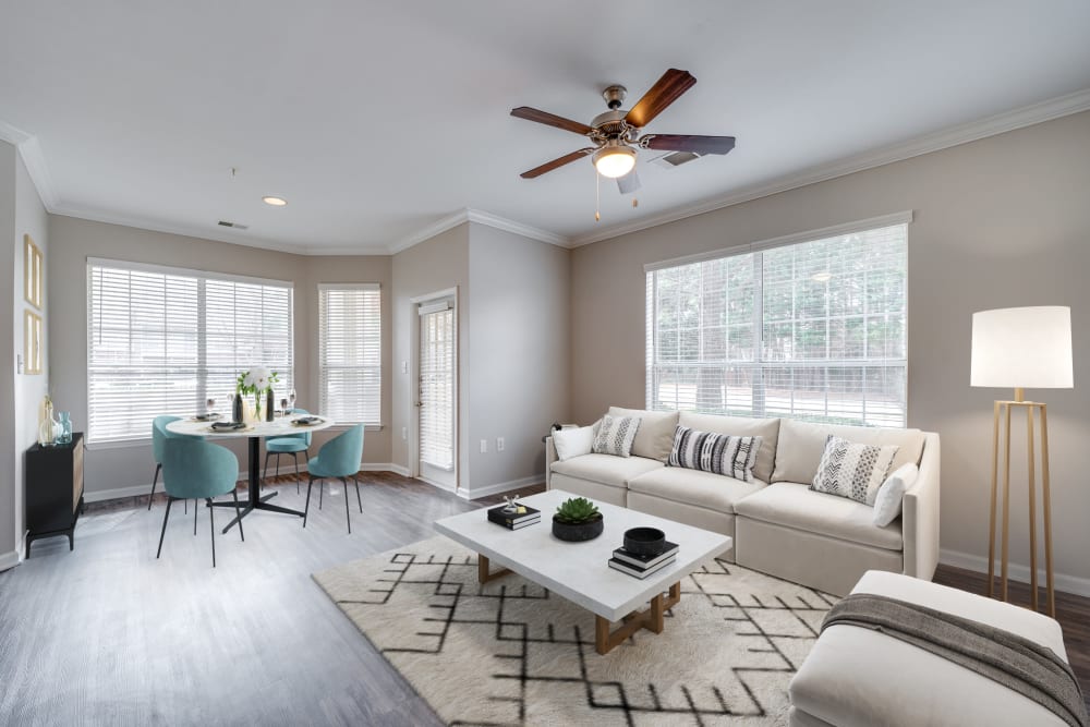 Bright living room at Preston View in Morrisville, North Carolina