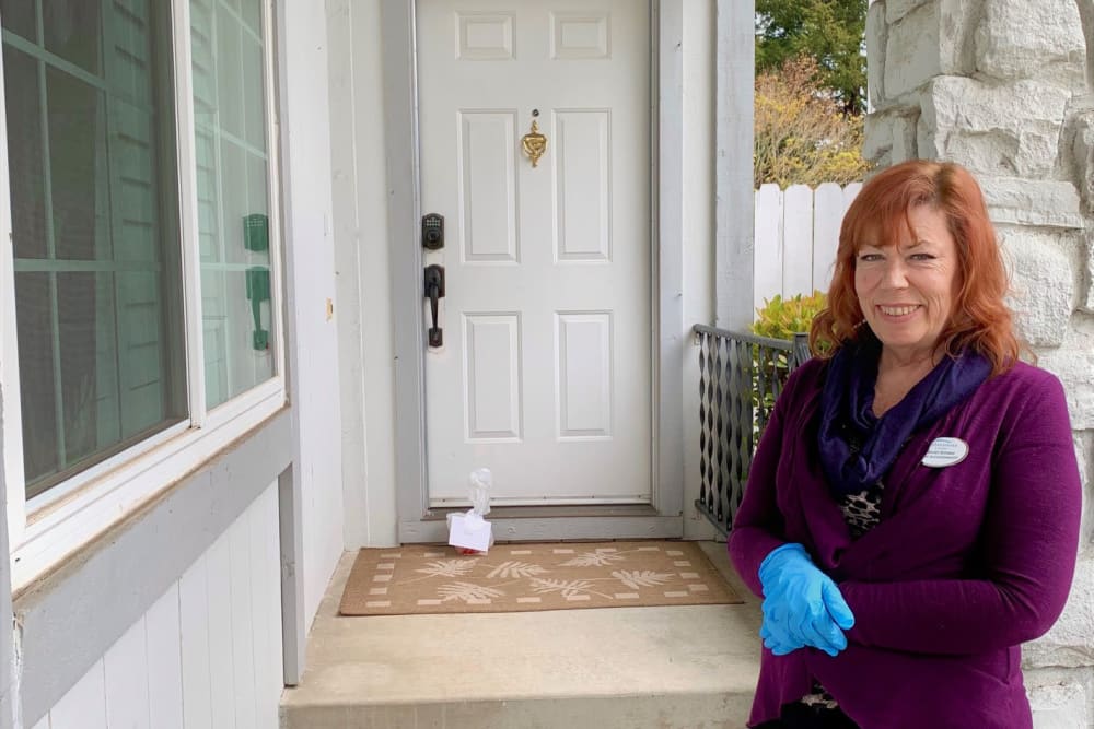 Clearwater staff leaves care package on resident's porch