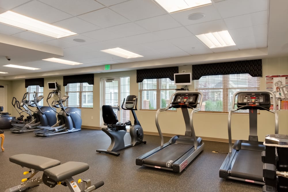 A fitness center at Applewood Pointe of Bloomington at Southtown in Bloomington, Minnesota. 