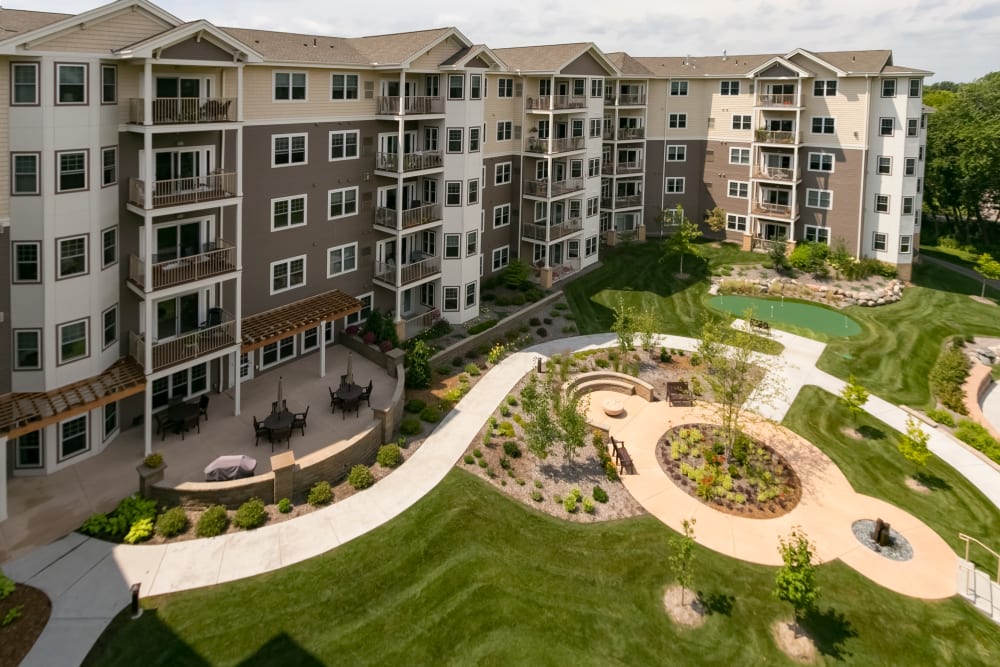 Aerial view of Applewood Pointe of Champlin in Champlin, Minnesota. 