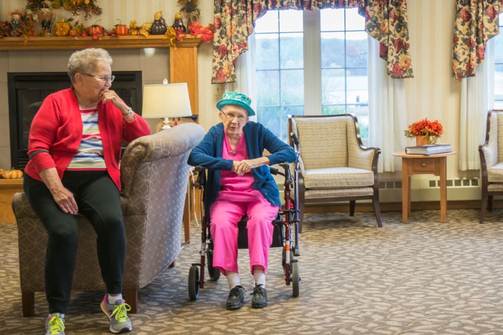 Residents sitting after a holiday celebration at Meadow Lakes Senior Living in Rochester, Minnesota.