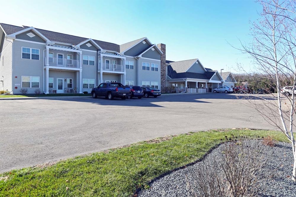 Exterior view of apartment buildings at Milestone Senior Living in Cross Plains, Wisconsin.