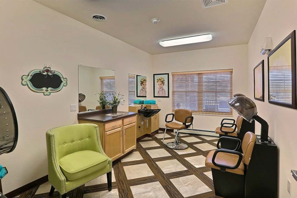 Styling salon for residents at Milestone Senior Living Cross Plains in Cross Plains, Wisconsin.