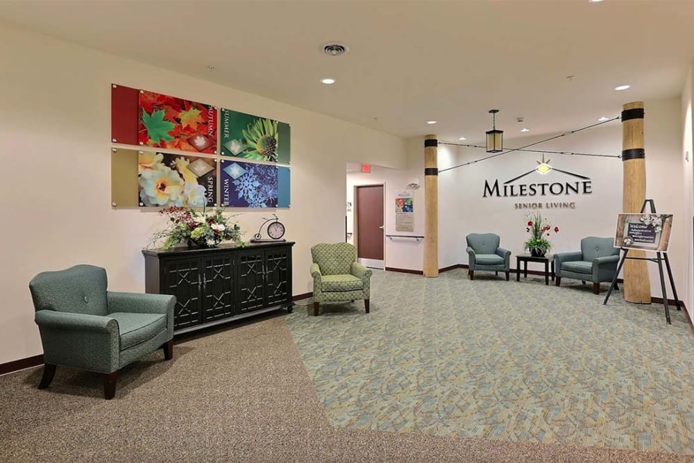 Main lobby and art work at Milestone Senior Living Cross Plains in Cross Plains, Wisconsin