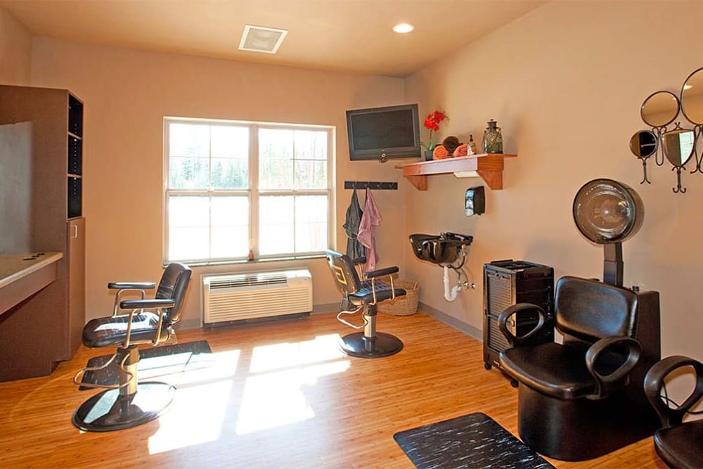 Hair salon for residents at Milestone Senior Living Eagle River in Eagle River, Wisconsin.