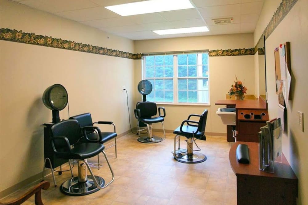 Resident hair salon at Milestone Senior Living Rhinelander in Rhinelander, Wisconsin.