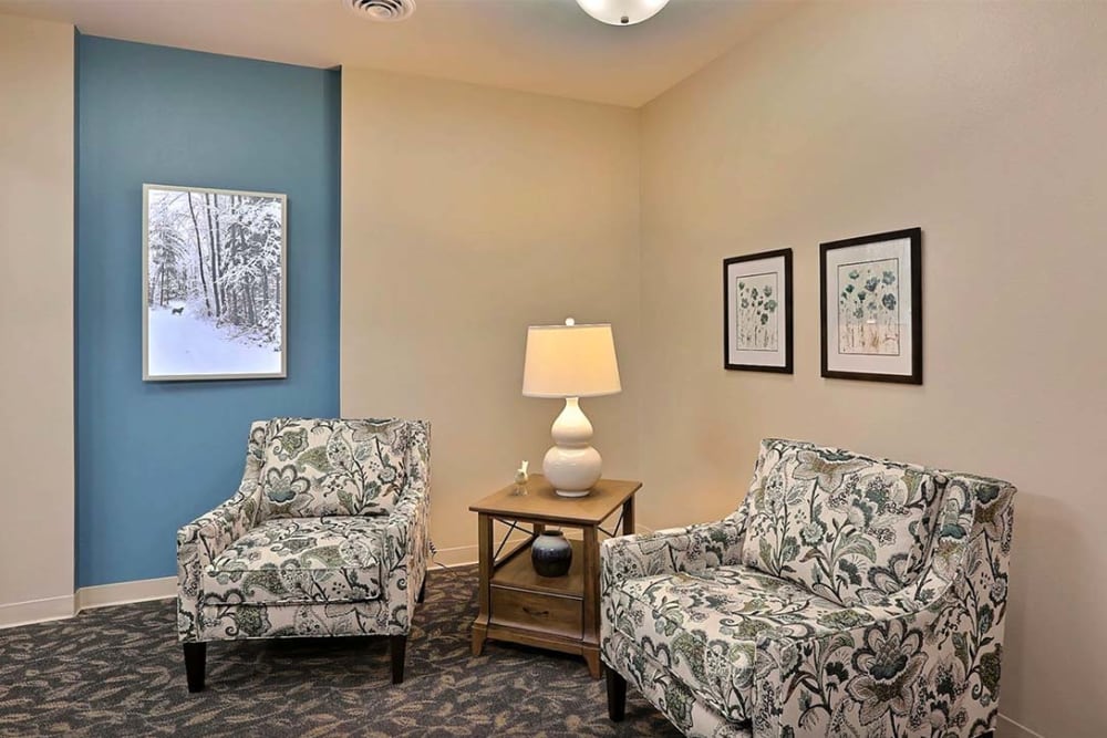 Comfortable seating area at Milestone Senior Living Stoughton in Stoughton, Wisconsin