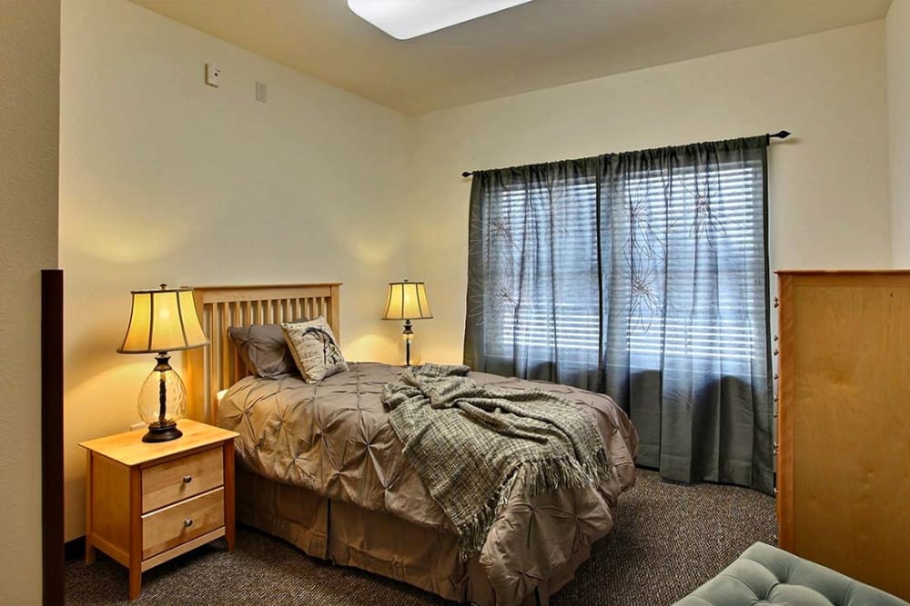 Resident bedroom at Milestone Senior Living Woodruff in Woodruff, Wisconsin. 