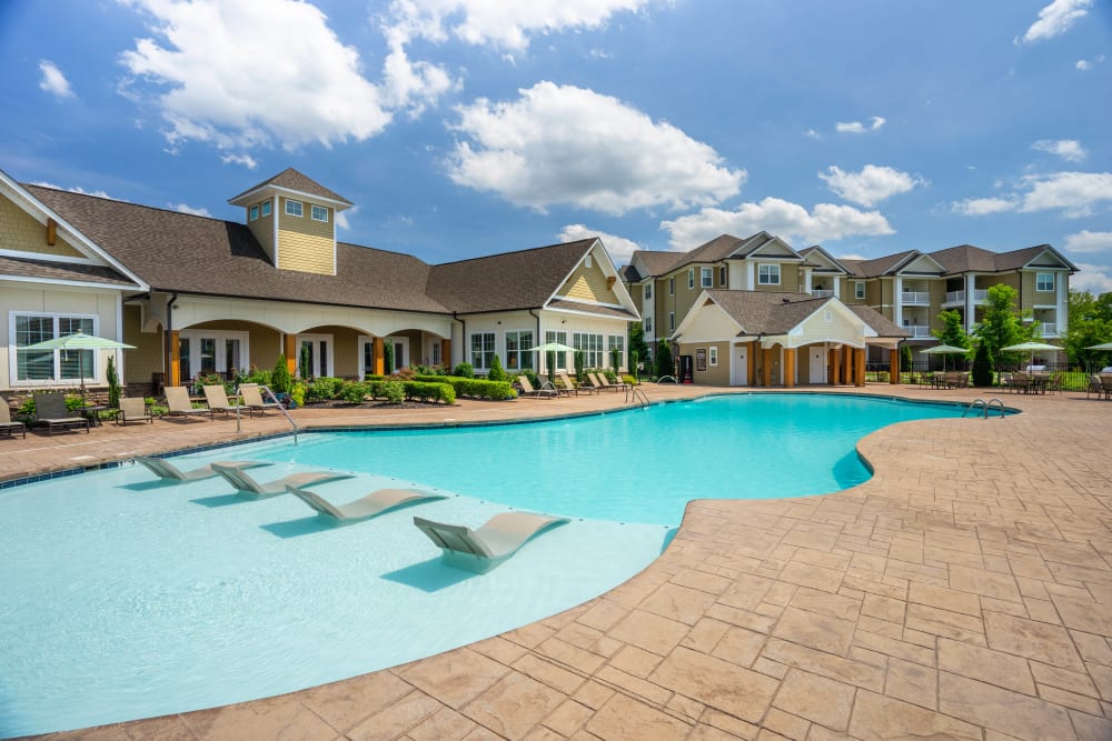 Sun deck in the pool at Legends at White Oak in Ooltewah, Tennessee