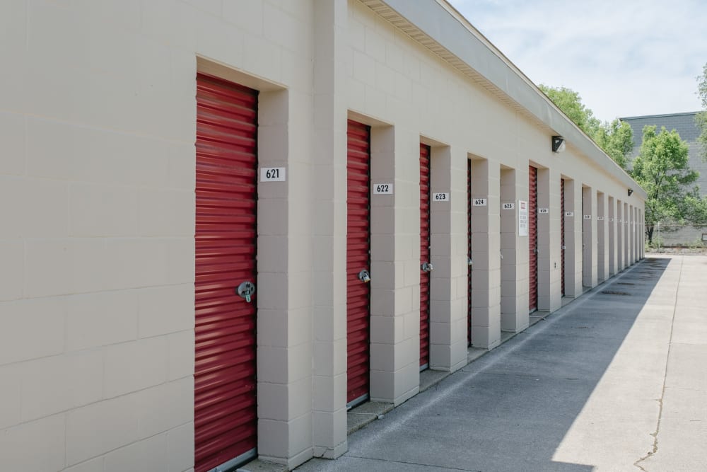 Roll-up doors on self storage units at StayLock Storage in Elkhart, Indiana
