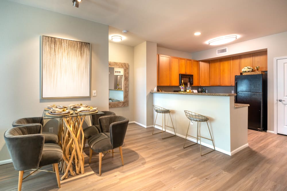 Dining nook near the kitchen in a model home at Olympus at Daybreak in South Jordan, Utah