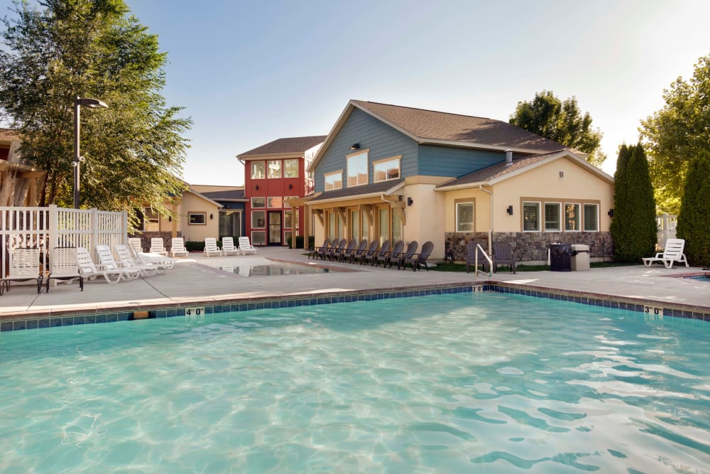 Swimming pool at Olympus at the District in South Jordan, Utah